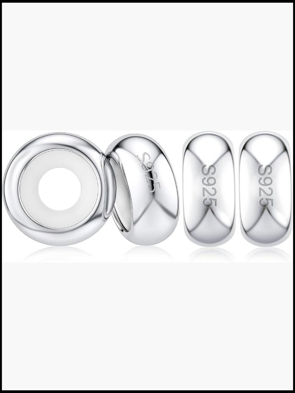 Sterling Silver Stopper Charms for Charm Bracelets Round Spacer Beads Jewelry